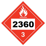 UN 2360 Hazmat Placard, Class 3, Vinyl