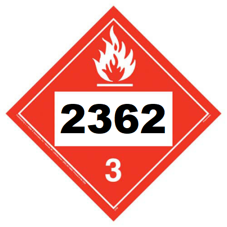 UN 2362 Hazmat Placard, Class 3, Vinyl