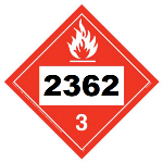 UN 2362 Hazmat Placard, Class 3, Tagboard