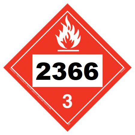 UN 2366 Hazmat Placard, Class 3, Tagboard