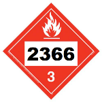 UN 2366 Hazmat Placard, Class 3, Vinyl