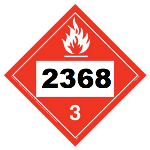 UN 2368 Hazmat Placard, Class 3, Vinyl