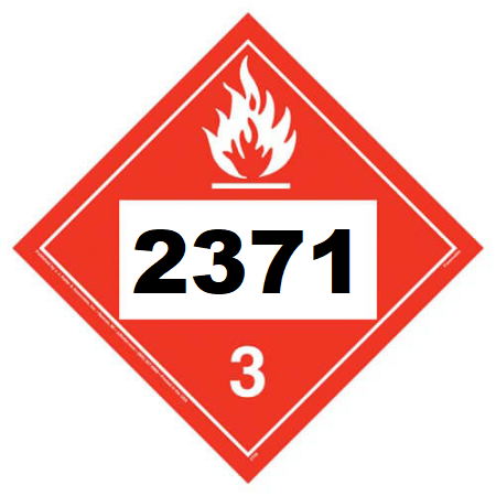 UN 2371 Hazmat Placard, Class 3, Vinyl