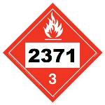 UN 2371 Hazmat Placard, Class 3, Vinyl