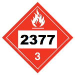 UN 2377 Hazmat Placard, Class 3, tagboard
