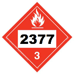 UN 2377 Hazmat Placard, Class 3, Vinyl