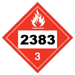 UN 2383 Hazmat Placard, Class 3, Vinyl