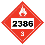 Un 2386 Hazmat Placard, Class 3, Tagboard