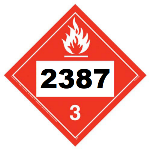 UN 2387 Hazmat Placard, Class 3, Tagboard