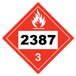 UN 2387 Hazmat Placard, Class 3, Vinyl