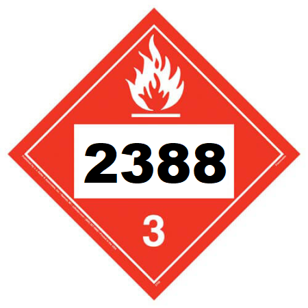 UN 2388 Hazmat Placard, Class 3, Vinyl