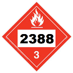 UN 2388 Hazmat Placard, Class 3, Tagboard
