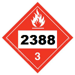 UN 2388 Hazmat Placard, Class 3, Vinyl