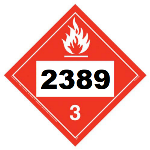 UN 2389 Hazmat Placard, Class 3, Tagboard