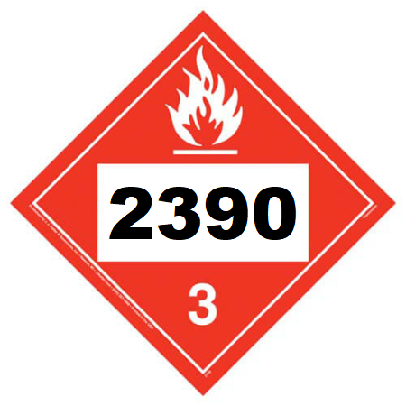 UN 2390 Hazmat Placard, Class 3, tagboard
