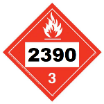 UN 2390 Hazmat Placard, Class 3, tagboard
