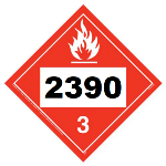 UN 2390 Hazmat Placard, Class 3, Vinyl