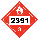 UN 2391 Hazmat Placard, Class 3, Tagboard