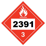 UN 2391 Hazmat Placard, Class 3, Viny