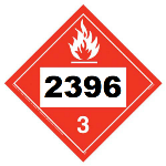 UN 2396 Hazmat Placard, Class 3, Tagboard