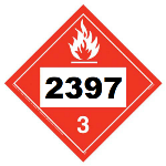 UN 2397 Hazmat Placard, Class 3, Vinyl