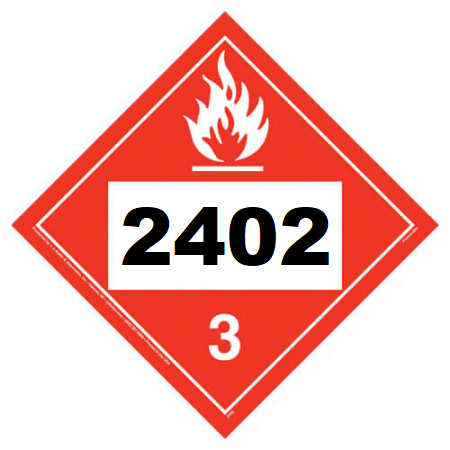 UN 2402 Hazmat Placard, Class 3, Tagboard