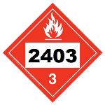 UN 2403 Hazmat Placard, Class 3, Tagboard