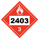 UN 2403 Hazmat Placard, Class 3, Vinyl