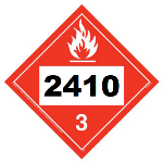 Un 2410 Hazmat Placard, Class 3, Vinyl