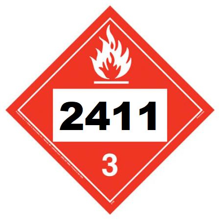 UN 2411 Hazmat Placard, Class 3, Tagboard