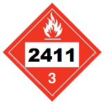 UN 2411 Hazmat Placard, Class 3, Vinyl