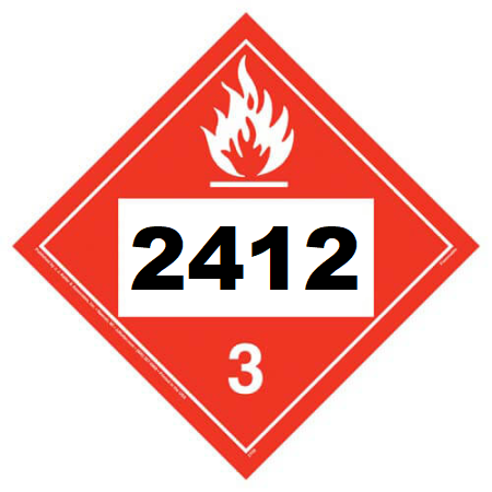 UN 2412 Hazmat Placard, Class 3, Vinyl