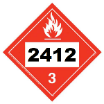 UN 2412 Hazmat Placard, Class 3, Vinyl