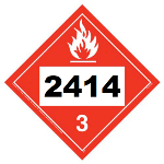 UN 2414 Hazmat Placard, Class 3, Vinyl