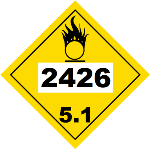UN 2426 Hazmat Placard, Class 5.1, Tagboard