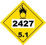 UN 2427 Hazmat Placard, Class 5.1, Tagboard