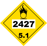 UN 2427 Hazmat Placard, Class 5.1, Vinyl