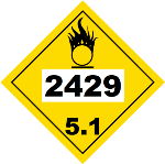 UN 2429 Hazmat Placard, Class 5.1, Tagboard