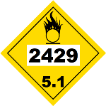 UN 2429 Hazmat Placard, Class 5.1, Vinyl