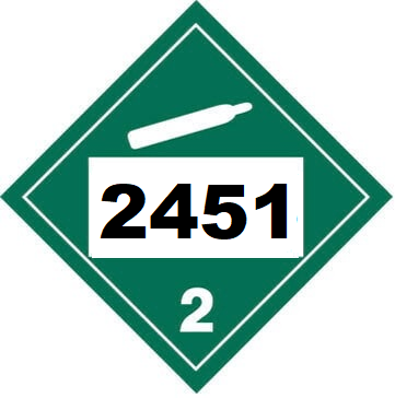 UN 2451 Hazmat Placard, Class 2.2, Tagboard