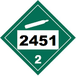UN 2451 Hazmat Placard, Class 2.2, Tagboard