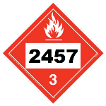 UN 2457 Hazmat Placard, Class 3, Vinyl