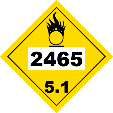 UN 2465 Hazmat Placard, Class 5.1, Tagboard