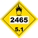 UN 2465 Hazmat Placard, Class 5.1, Tagboard