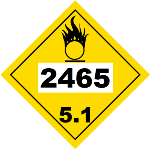 UN 2465 Hazmat Placard, Class 5.1, Vinyl