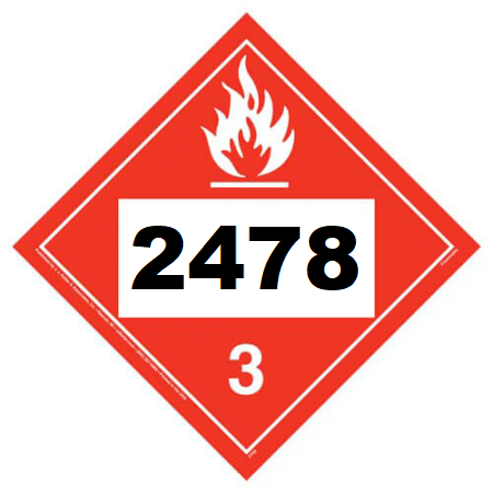 UN 2478 Hazmat Placard, Class 3, Vinyl