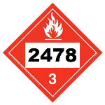 UN 2478 Hazmat Placard, Class 3, Tagboard