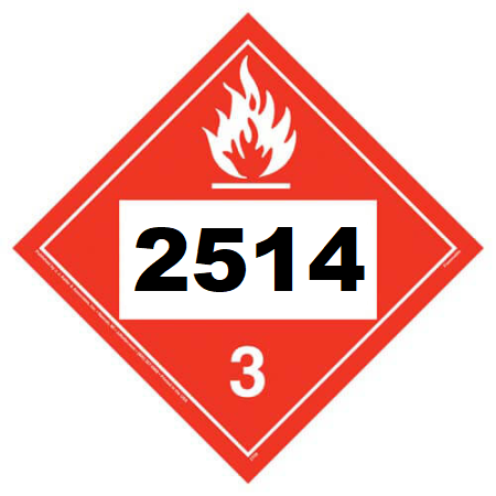 UN 2514 Hazmat Placard, Class 3, Vinyl