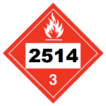 UN 2514 Hazmat Placard, Class 3, Tagboard