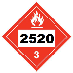 UN 2520 Hazmat Placard, Class 3, Tagboard